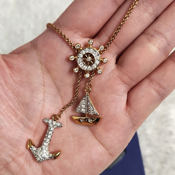 Swarovski Anchor Sailboat and Ship Wheel Necklace - Picture 9 of 16